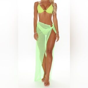Shadowplay Sarong Cover Up Skirt - Neon Green